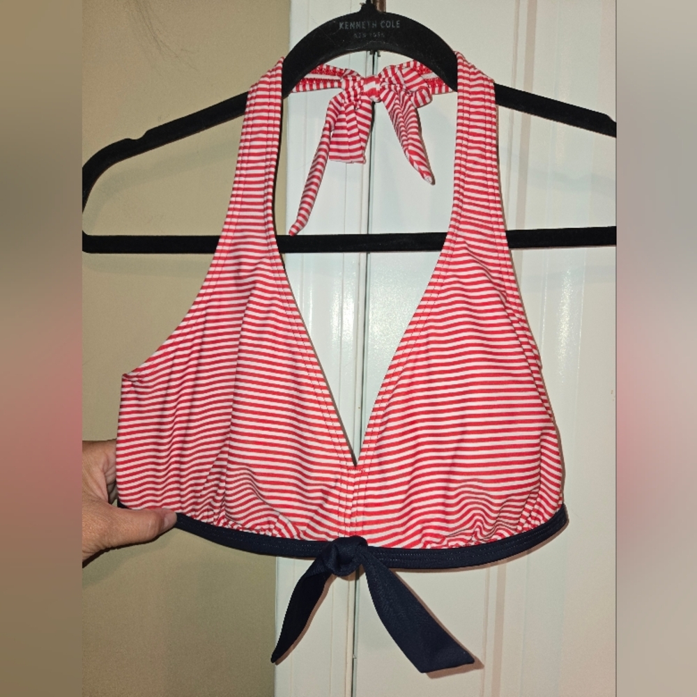Lascana Patriotic Red White Blue Striped Bikini Top Sz 38D Bottoms Sz 10